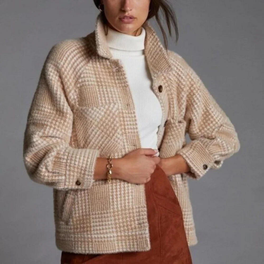 Greylin Houndstooth Shirt Jacket - NEUTRAL